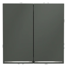 Изображение Проходной переключатель встраиваемый VOLTUM S70 двухклавишный с подсветкой 10А (титан)